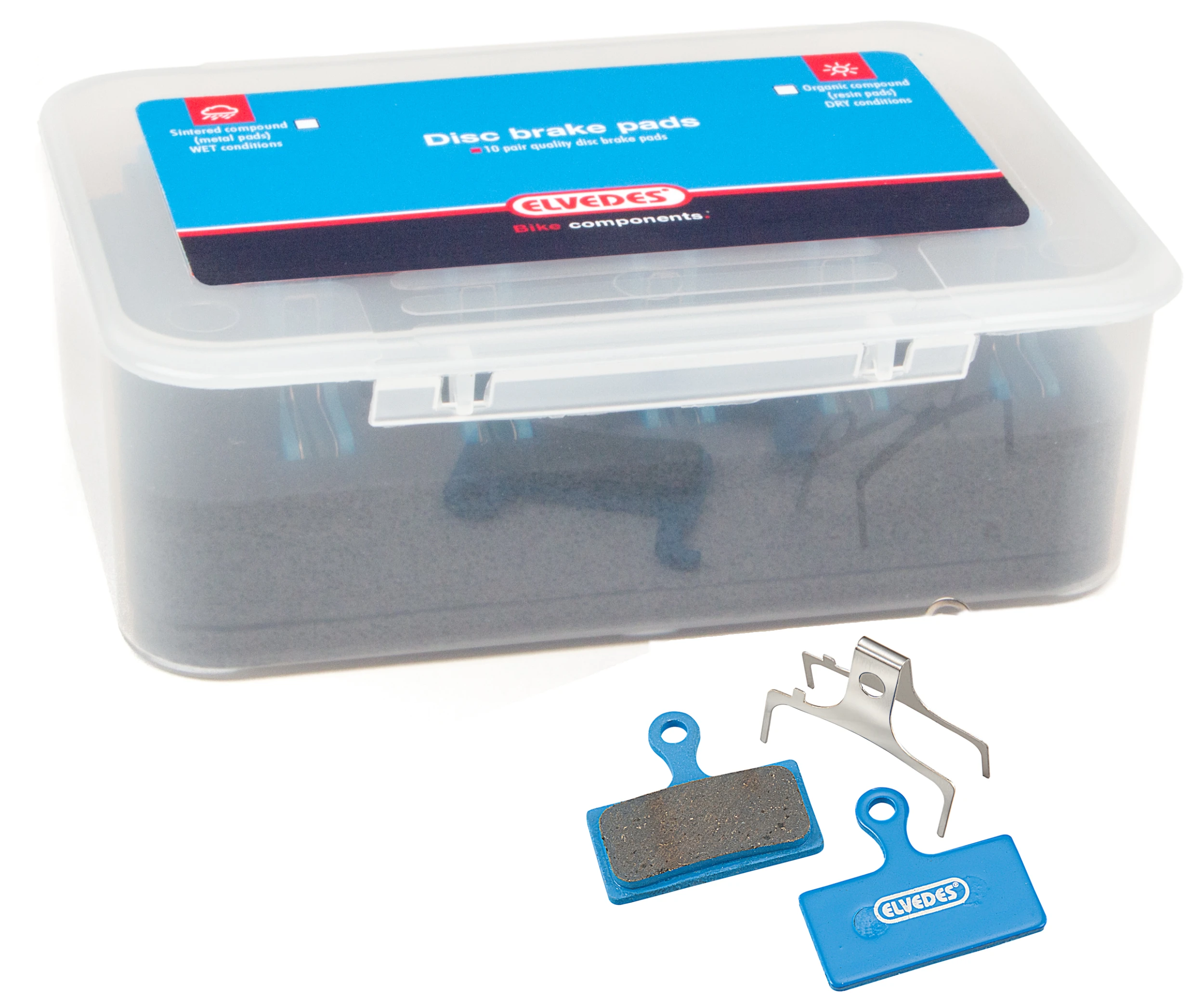 Schijfremblokset Elvedes Organisch Shimano BR-M666, M785, M985, M988, R785, RS785 (10 Paar) 1 Schijfremblokset Elvedes Organisch Shimano BR-M666, M785, M985, M988, R785, RS785 (10 Paar)